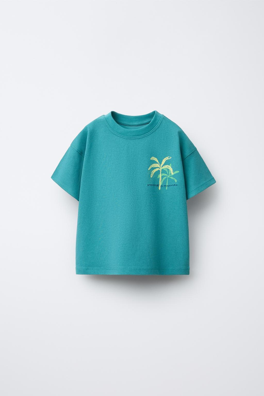 ZARA ФУТБОЛКА С ПРИНТОМ, ЗЕЛЕНЫЙ