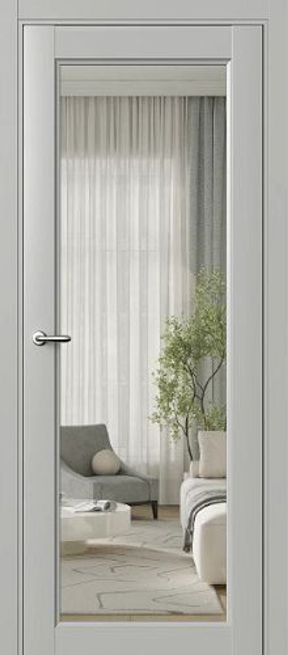 Межкомнатная дверь Фрамир Elegance 1 PO Прозрачное Серый шелк
