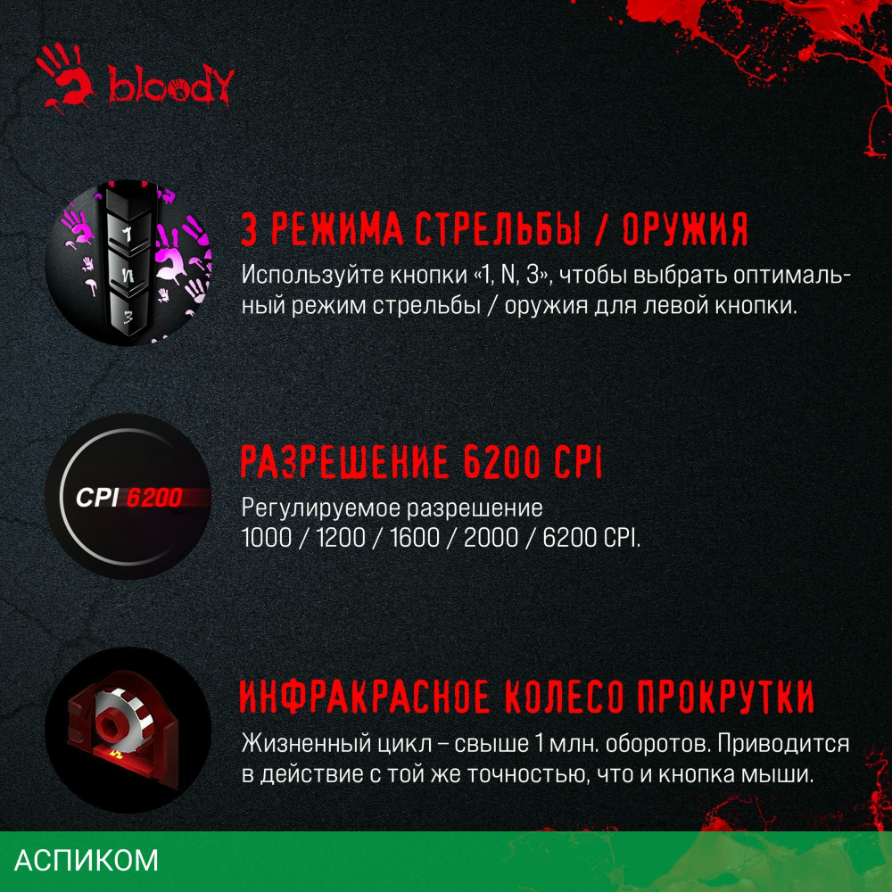 Мышь A4Tech Bloody A60 Activated черный
