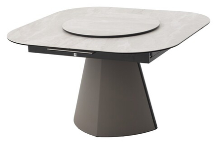 Стол RUBEN 132 TL-109 Серый мрамор, испанская керамика, стекло / Латте, ®DISAUR