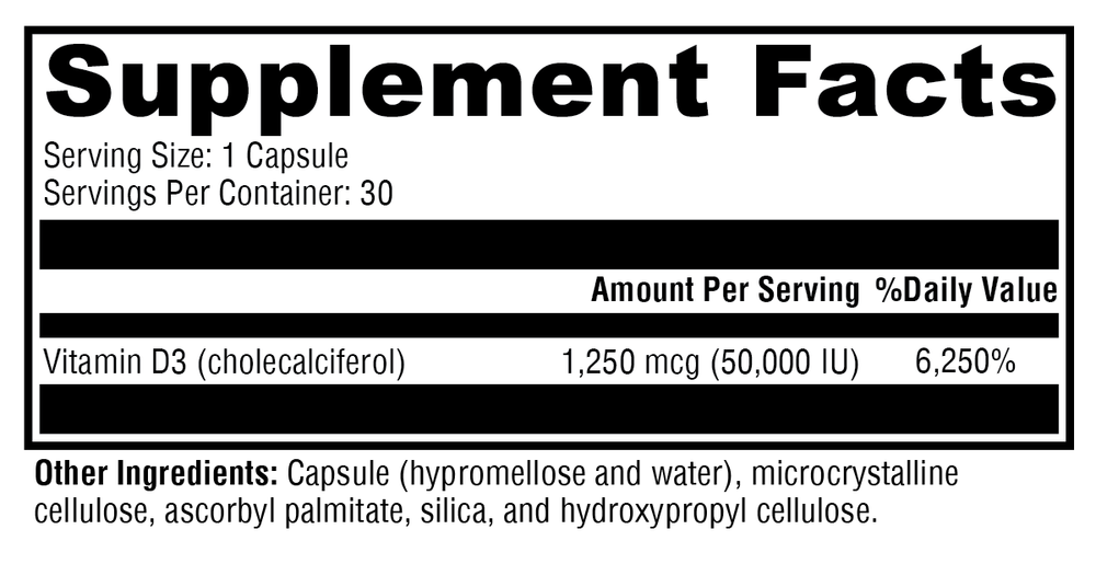D3 50,000 30 Capsules