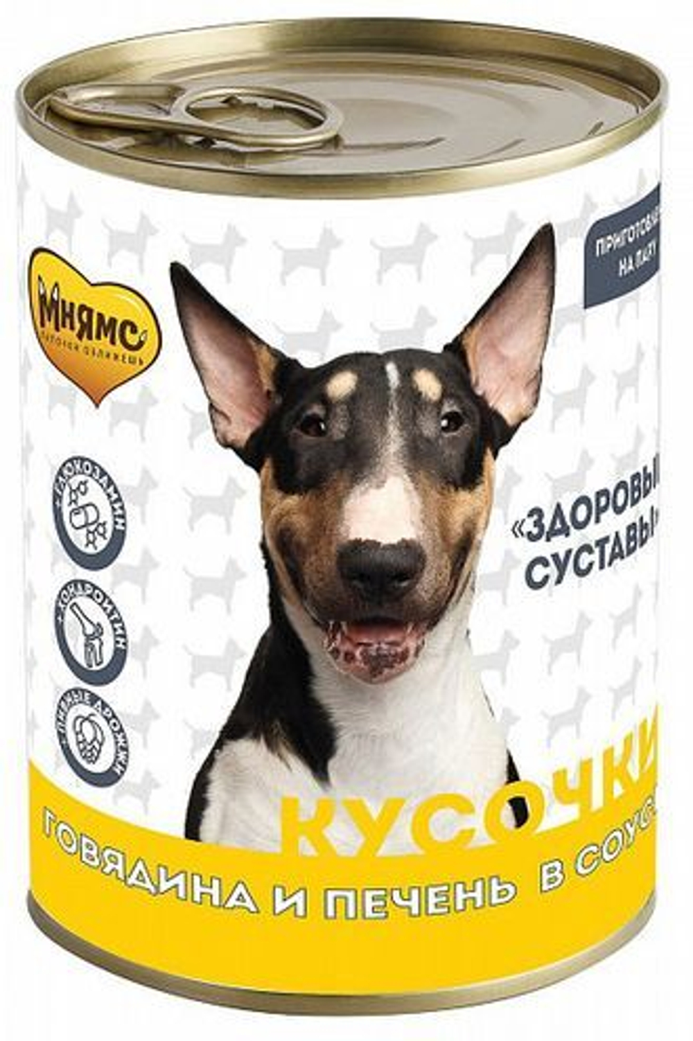Мнямс Консервы для собак Кусочки в соусе с говядиной и печенью "Здоровые суставы", 400 г.