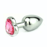 Анальная втулка с кристаллом сердце Small розовый 7 см