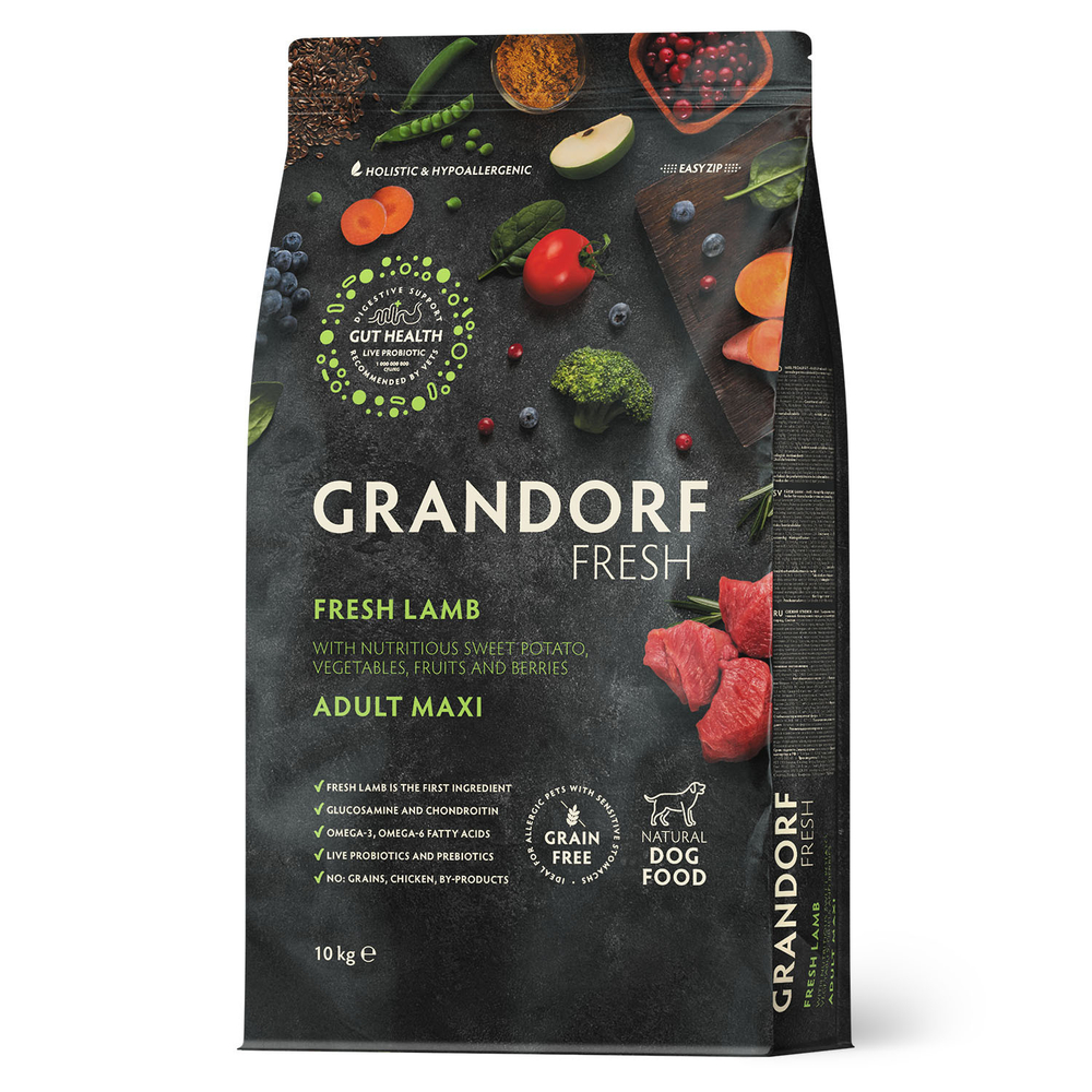 Сухой корм GRANDORF FRESH для собак крупных пород Свежее мясо ягненка с бататом
