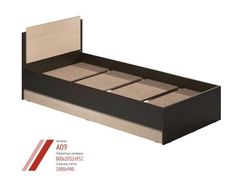 Кровать односпальная "Аманда" А09 (венге\дуб млечный), ЛДСП, MODERN, г. Ижевск