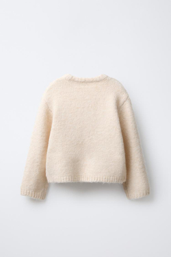 ZARA СВИТЕР С АТЛАСНЫМИ БАНТАМИ, ЭКРЮ