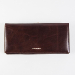 Большой стильный женский кожаный коричневый кошелёк портмоне клатч из натуральной кожи 18х9 см DoubleCity DC218-101D в коробке