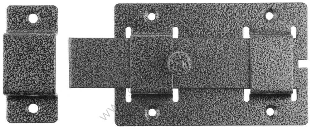 ЗД-02 для дверей, 75х115 мм, усиленная, плоский засов, цвет серебро, накладная задвижка (37776-2)