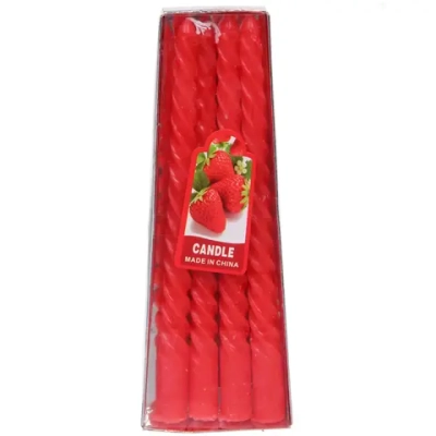 Свеча «Валенсия» (набор 4 шт) 20 см, Красный (с ароматом клубники)