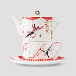 Набор Farforite «Цирковое представление»: чайник-эгоист 300 мл и чайная пара 250 мл в подарочной коробке