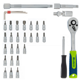 Набор инструментов, 1/4", пластиковый кейс 56 предметов Сибртех