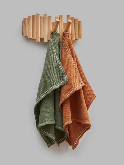 Набор вафельных полотенец с декоративной строчкой из коллекции essential, 50х70 см