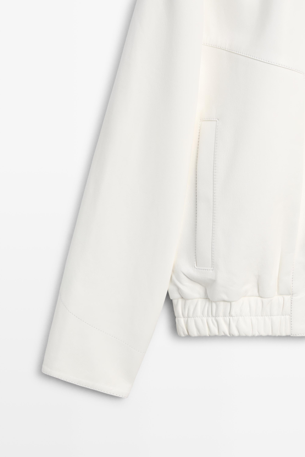 Massimo Dutti Бомбер из кожи наппа, белый