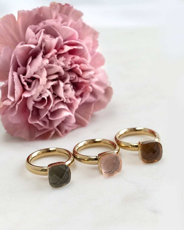 Кольцо Qudo Firenze smoky quartz 17.2 мм 610130 BW/RG размер 17,2