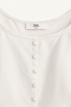 ZARA ТОП С КОРОТКИМИ РУКАВАМИ - LIMITED EDITION, ЦВЕТ ЛЬДА