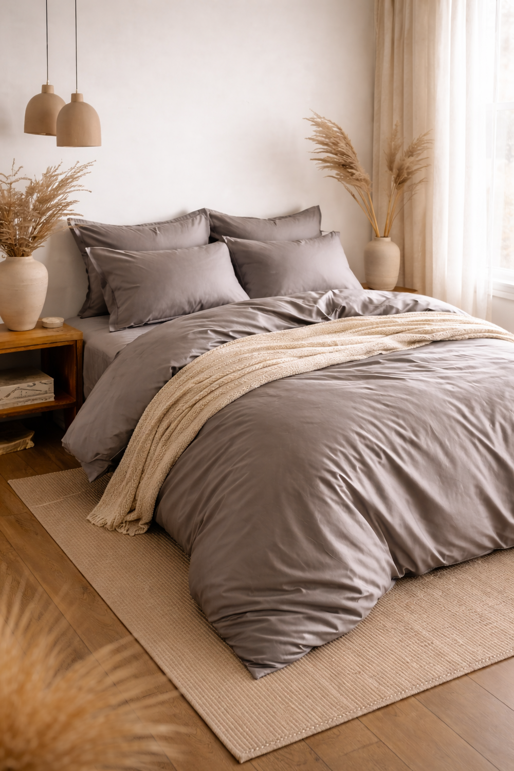 Комплект постельного белья, графит, 100% тенсель