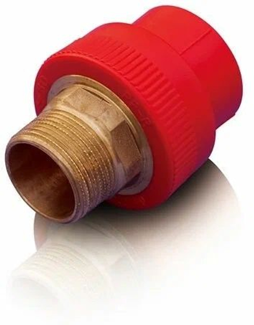 Муфта комбинированная Blue Ocean "Fire Secure" под ключ, противопожарный полипропилен красный Fire-S-B1 - 50 х 1.1/2" наружная резьба