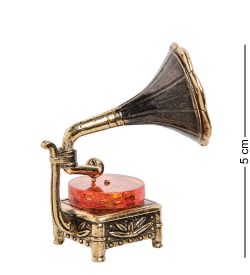 Народные промыслы AM- 261 Фигурка «Граммофон» (латунь, янтарь)
