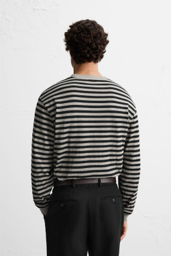 ZARA ДВУХСЛОЙНАЯ ФУТБОЛКА ИЗ РЕЛЬЕФНОЙ ТКАНИ, ЧЕРНЫЙ/ЗЕЛЕНЫЙ