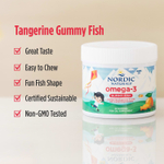 Nordic Naturals, Nordic Omega-3 Gummy Fish, «мандариновые лакомства», 124 мг, 30 жевательная таблеток в форме рыбок