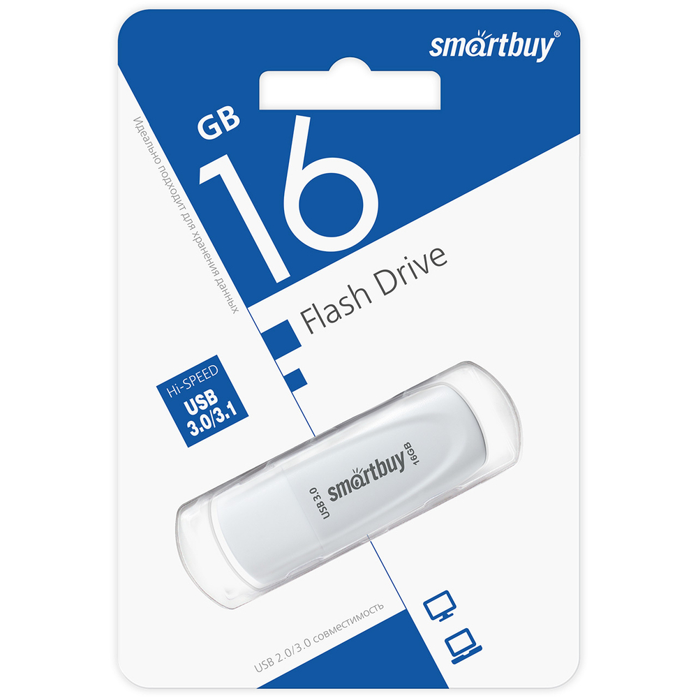 USB 3.0/3.1 карта памяти 16ГБ Smart Buy Scout (белый)
