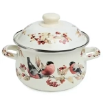 КАСТРЮЛЯ AGNESS ЭМАЛИРОВАННАЯ С ЭМАЛ.КРЫШКОЙ СЕРИЯ «СНЕГИРИ», 2.0 Л, 18*11 СМ