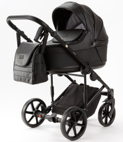 Детская коляска Adamex Locco Light Deluxe 2 в 1 LL-SA02 (ЧЕРН.КОЖА)