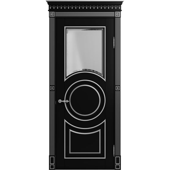 Межкомнатная дверь массив бука Viporte Лацио Амбиенте нуар патина серебро остекление 1
