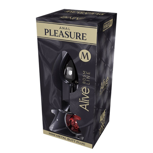 Анальная втулка Adrien Lastic Alive Mini Metal M, 8 см, с кристаллом