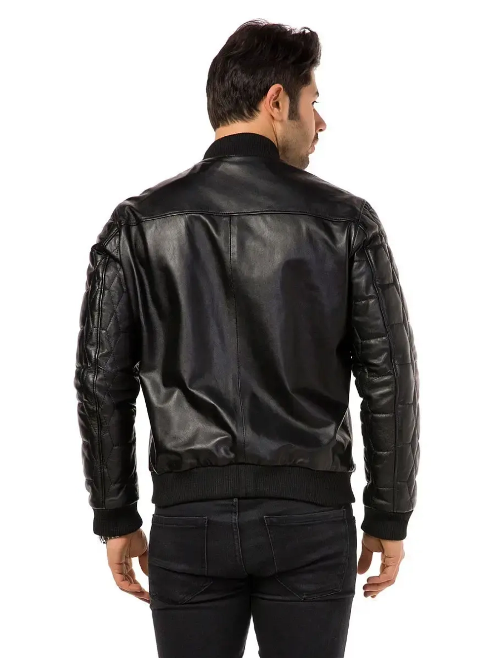 Мужская  куртка  из натуральной кожи - бомбер кожаный