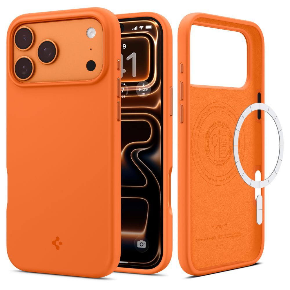 Чехол Spigen Silicone Fit Mag Magsafe для iPhone 17 Pro Max Cosmic Orange