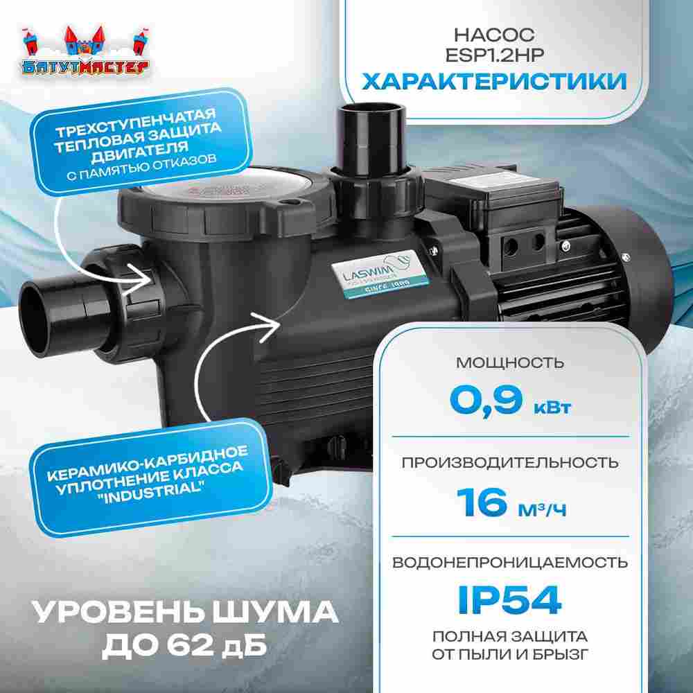 Песочный фильтр для бассейна до 128 м³ с насосом ESP1.2HP, до 133 кг песка, 16,0 м³/ч, WL-ADG650E
