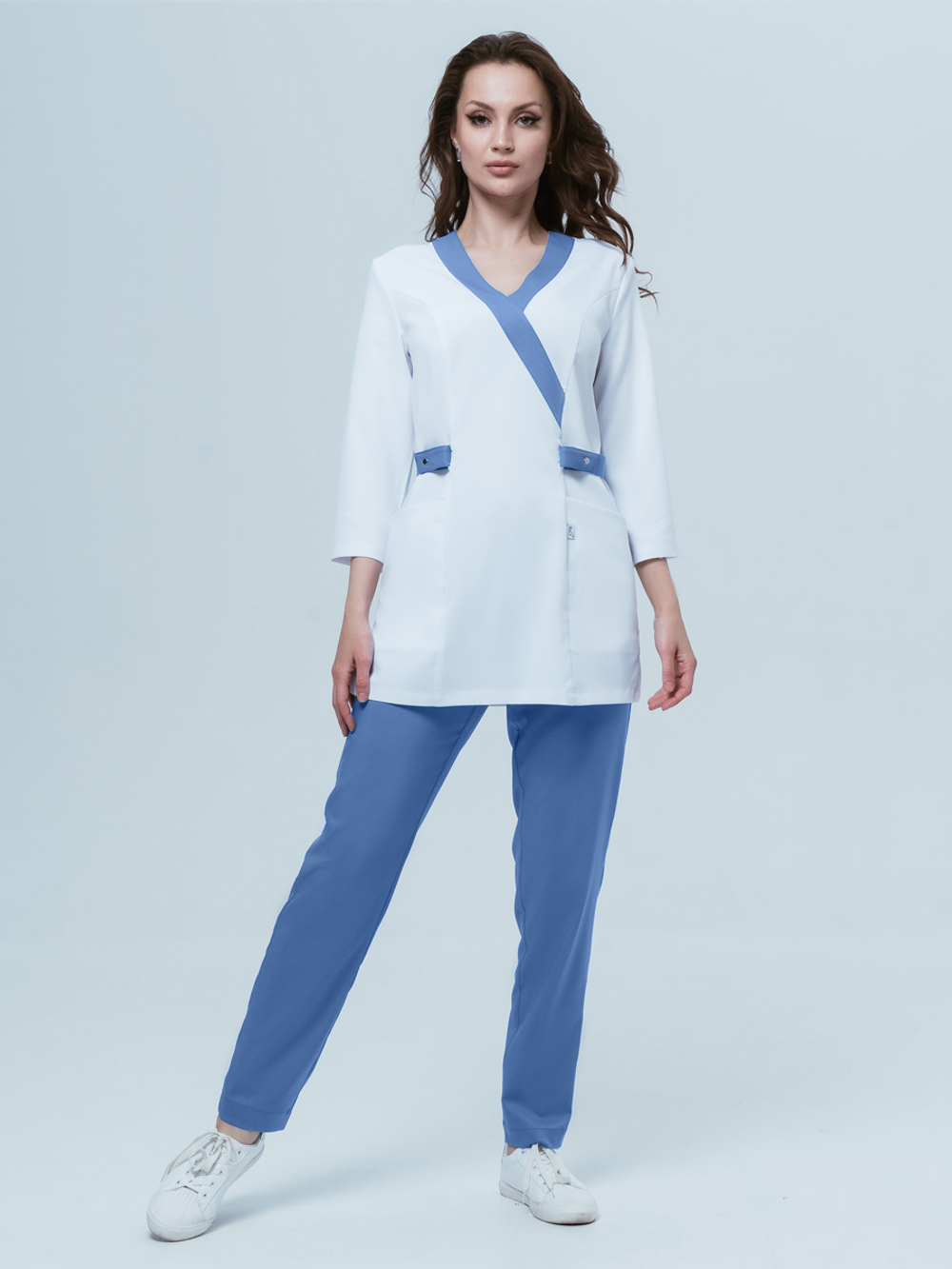 Блуза с V-образным вырезом медицинская/Современная/Модная блуза женская для медиков