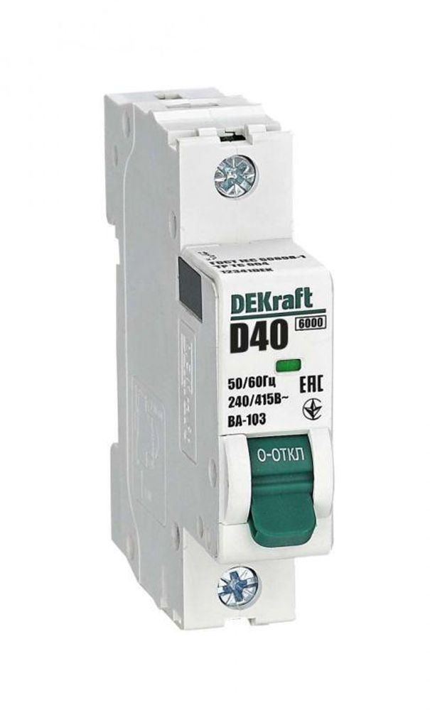 Выключатель автоматический модульный 1п D 40А 6кА ВА-103 DEKraft 12341DEK Выключатель автоматический модульный 1п D 40А 6кА ВА-103 DEKraft 12341DEK
