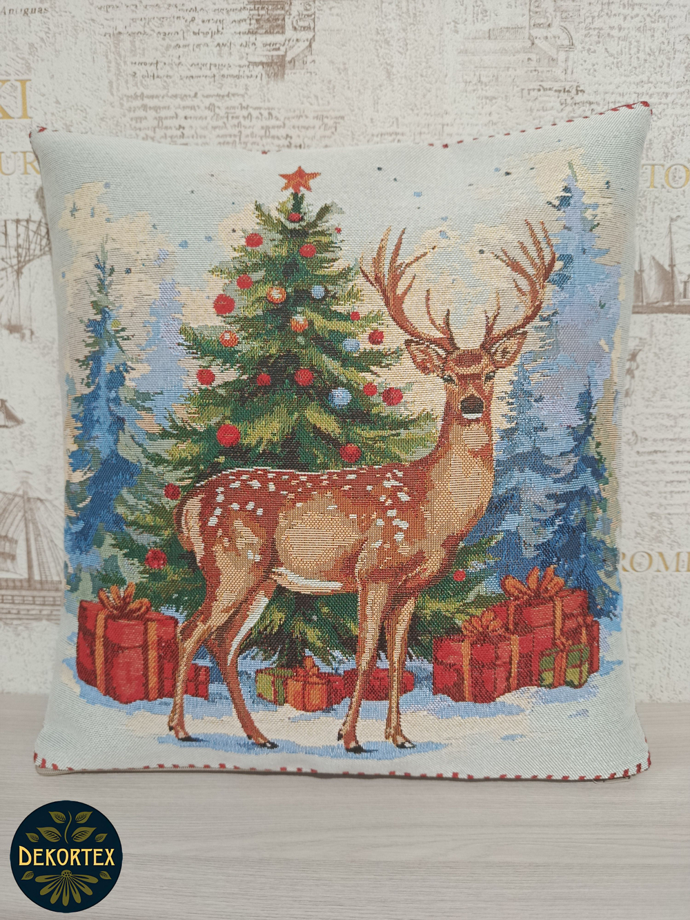 Декоративный гобеленовый чехол для интерьерной подушки Страна оленья 38*38
