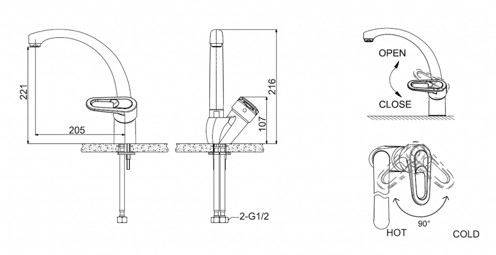 Смеситель для кухни Bravat Loop