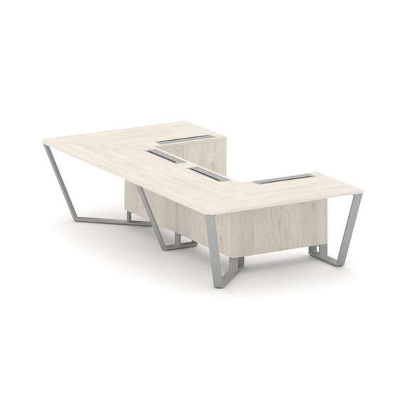 Steel Meet Стол переговорный П-образный KDK-PR.B.SP-07P Денвер Светлый/Металл Серый 1600*3200*750