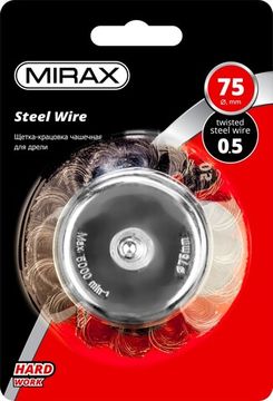 MIRAX 75 мм, жгутированная стальная проволока 0.5 мм, щетка дисковая для дрели (35148-075)
