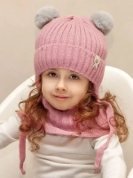 Шапка для девочки зимняя вязаная и снуд