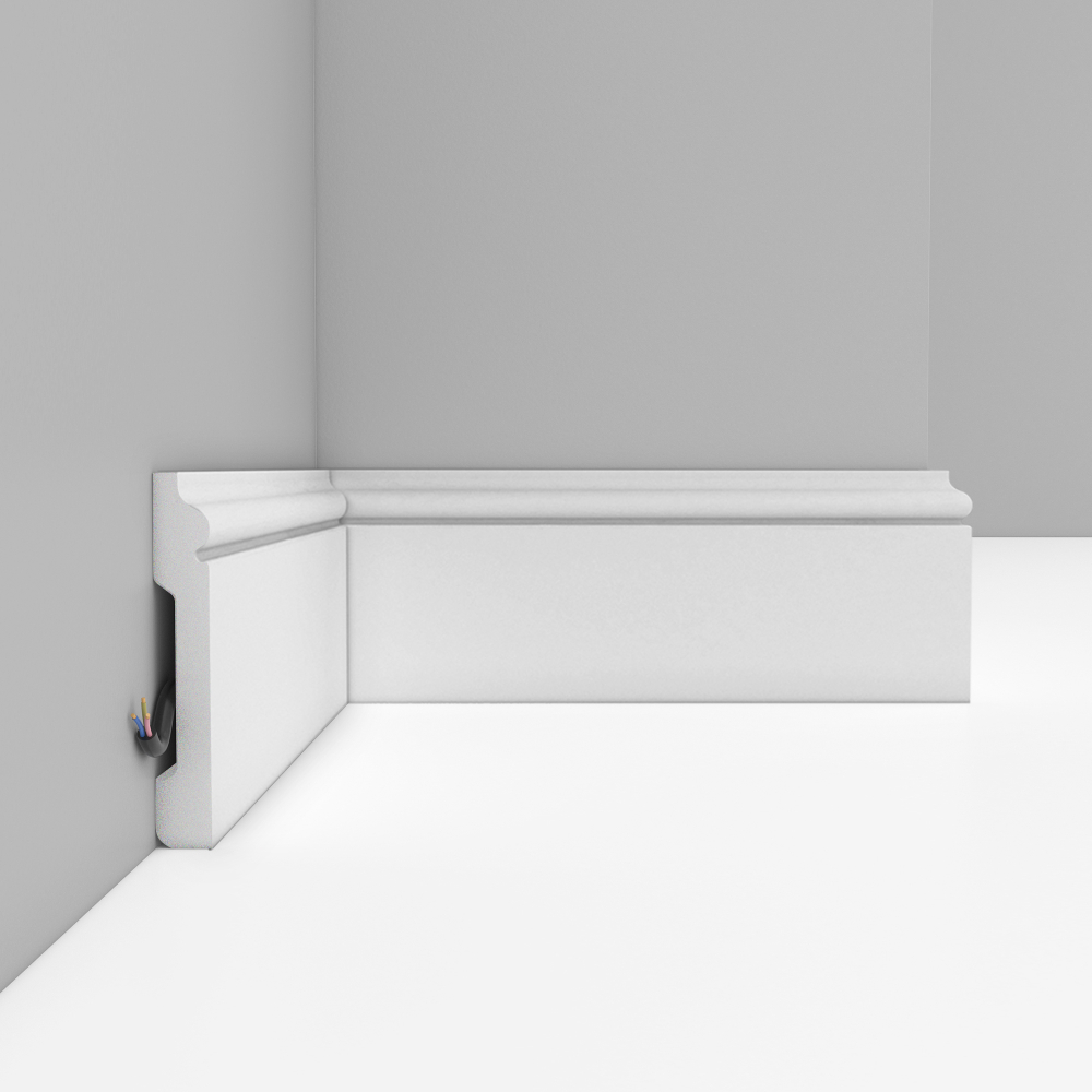 Плинтус напольный дюрополимер белый матовый D005-115 79×13×2400 мм DecoMaster
