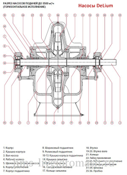 D 250-510B - насос DeLium нового поколения двухстороннего входа с горизонтальным разъёмом корпуса