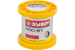 Припой ПОС 61 (0.8 мм; 100 г; трубка с канифолью) Зубр 55450-100-08C
