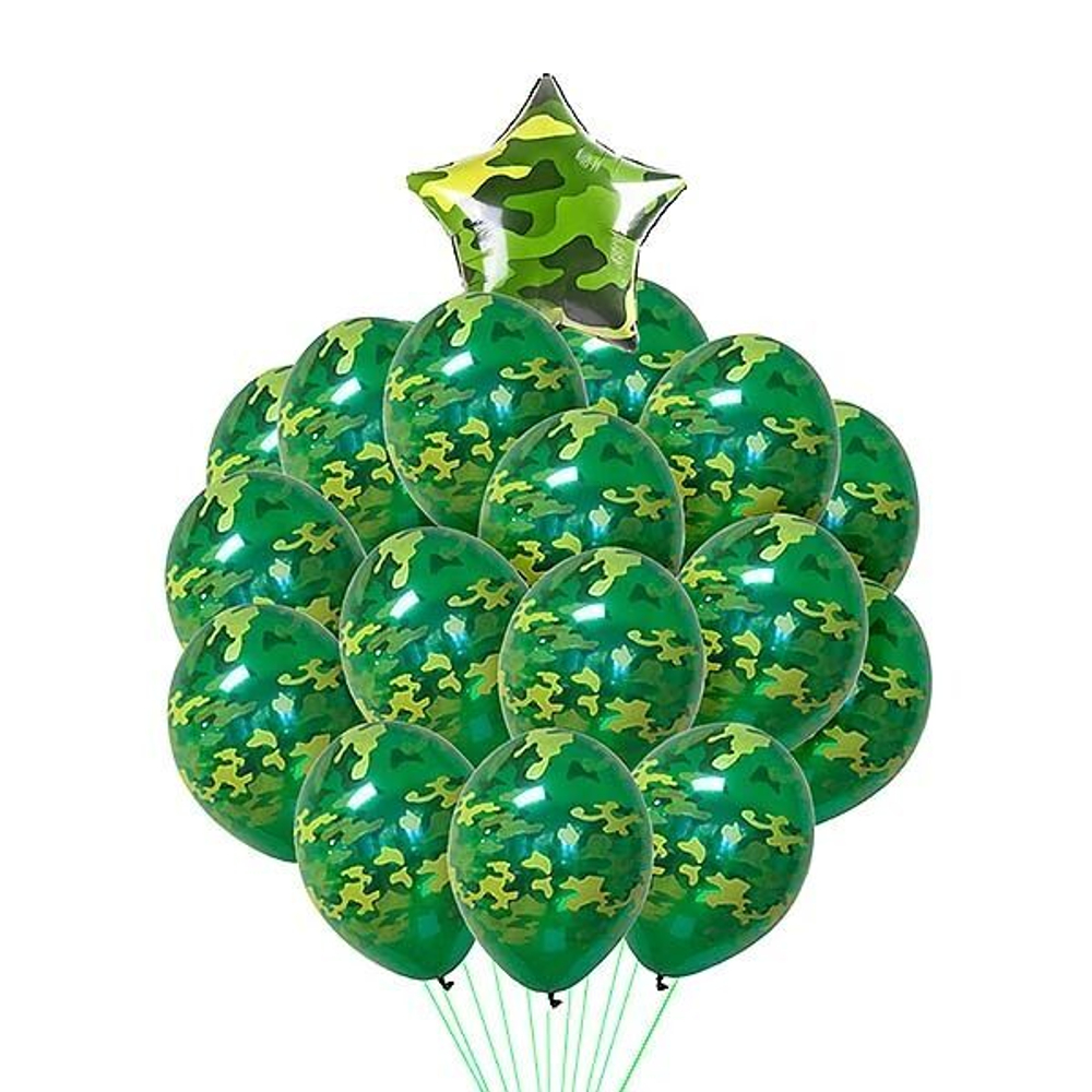 Композиция из воздушных шаров "Камуфляж со звездой"