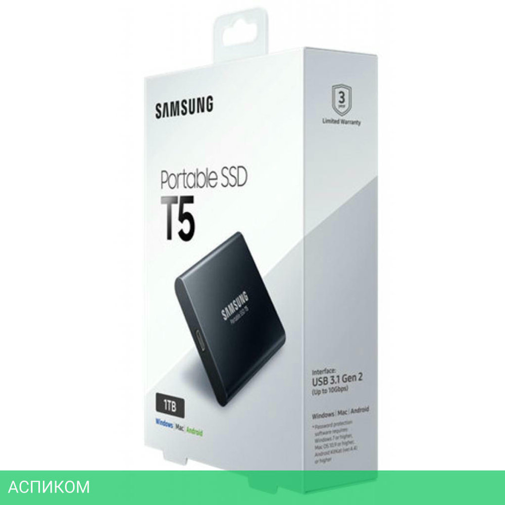 Внешний накопитель Samsung 1 Tb USB3.1 T5 MU-PA1T0B/WW