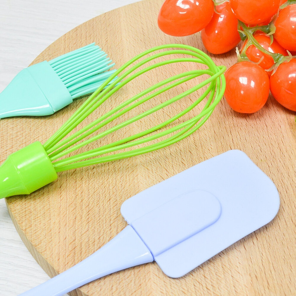 Набор кухонных принадлежностей силиконовый: кисточка+лопатка+венчик, 24*5см/20.5*4.9см/26*5см, NNATA