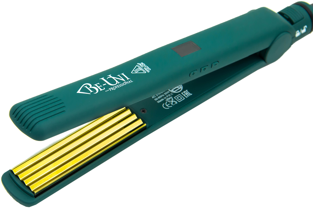 Утюжок-гофре Про с золотым титановым покрытием зеленый