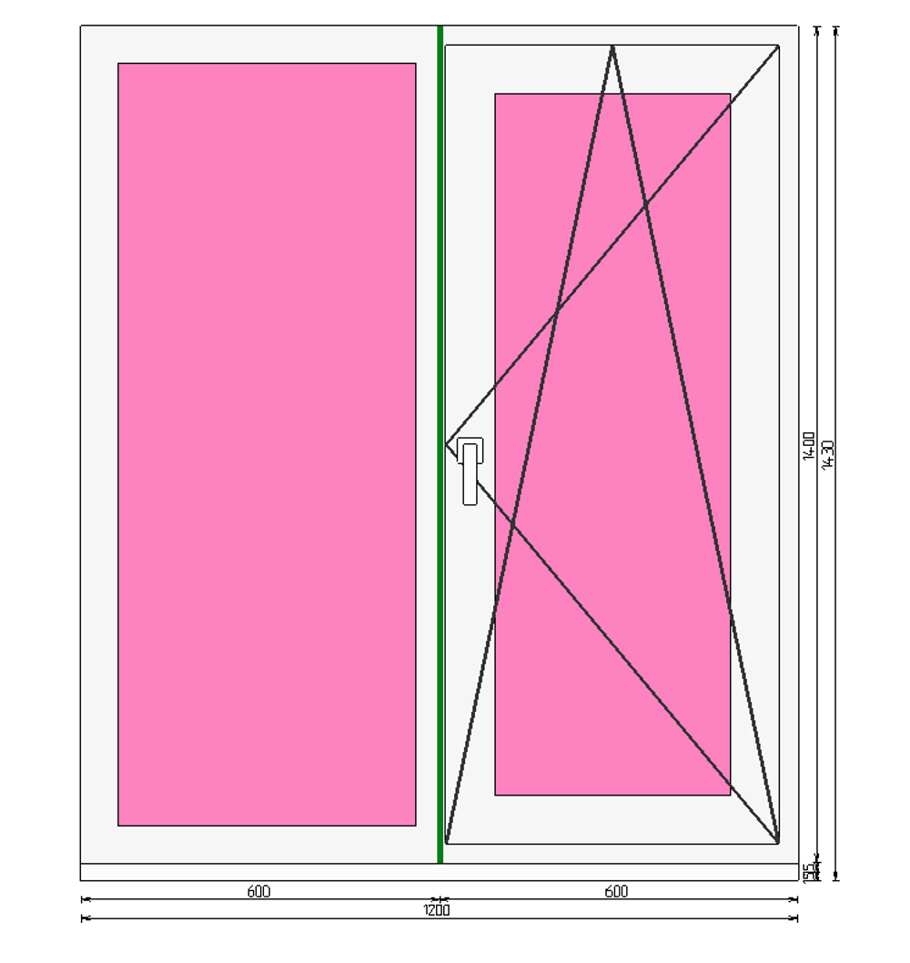 Пластиковое окно 1400 х 1200 ТермА Эко