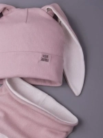 Шапка для девочек осенняя, с ушками розовая