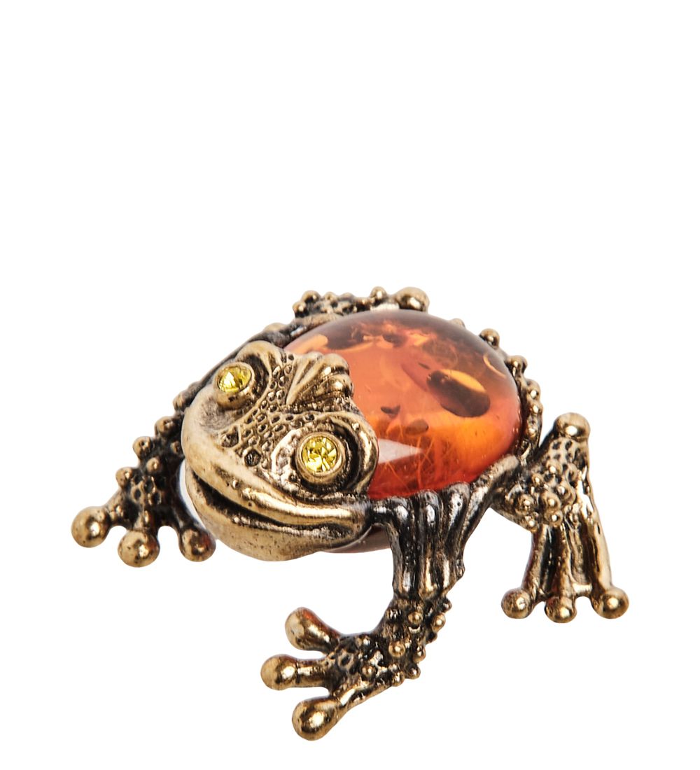 Народные промыслы AM- 437 Фигурка «Камышовая жаба» (латунь, янтарь)