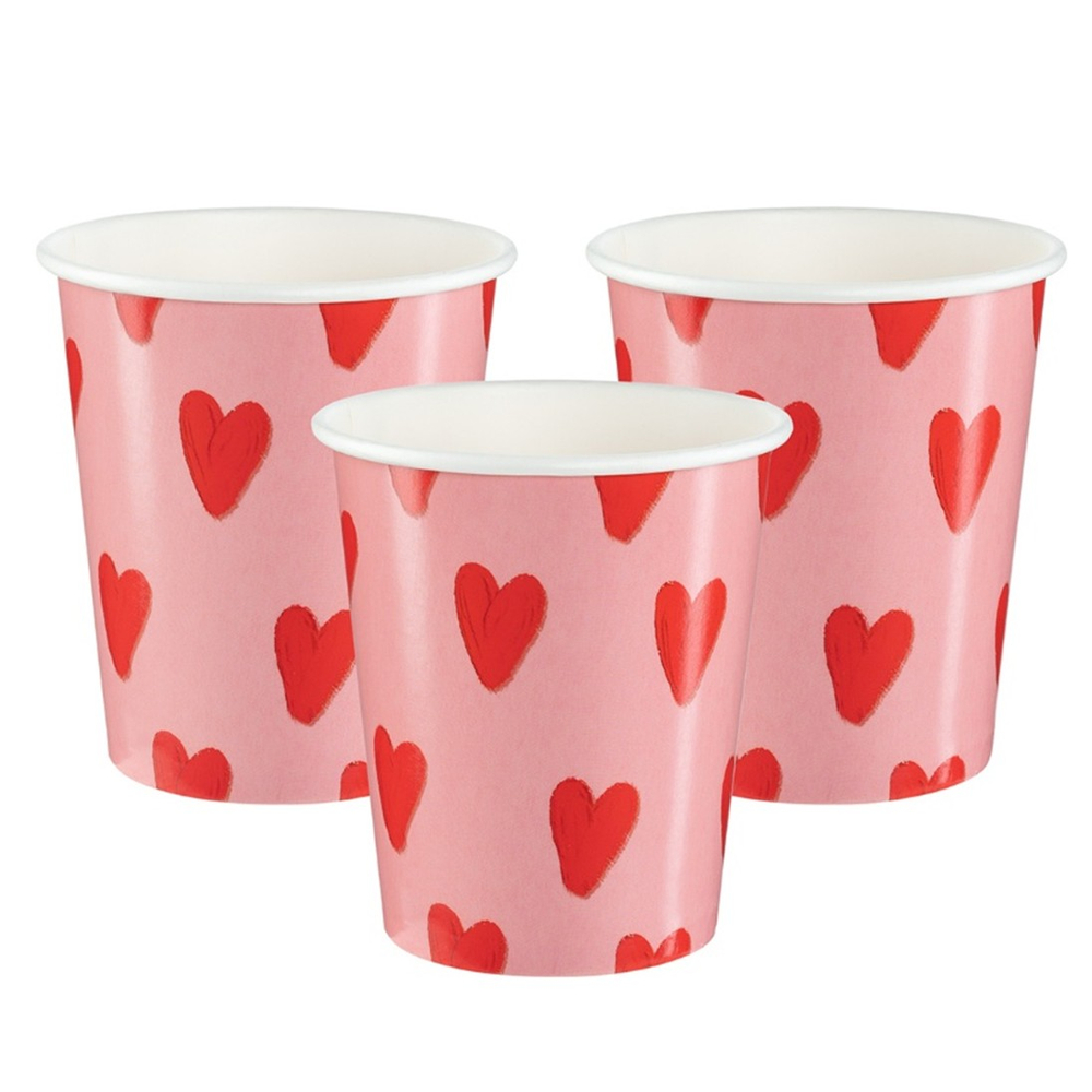Стаканы бумажные «Сердечки», 250 мл, 6 шт